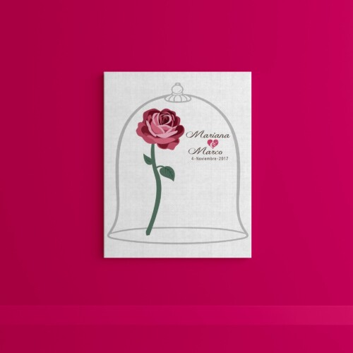 Cuadro de huellas con figura de rosa, personalizado para tu Despedida de Soltera, Cumpleaños o Boda