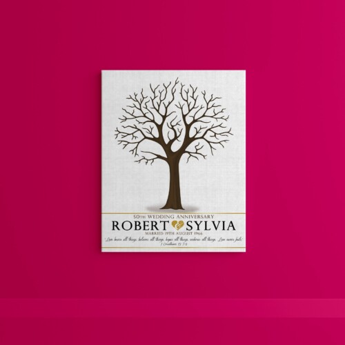 Árbol de huellas minimalista para celebrar Aniversarios o momentos especiales y únicos