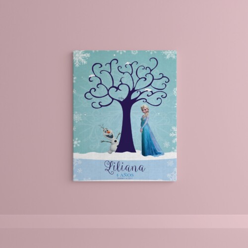 Cuadro de huellas diseño de Elsa y Olaf de Frozen