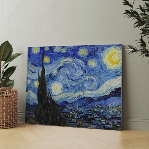 Cuadro Decorativo impreso en lienzo replicando la hermosa obra de Vincent Van Gogh "The Starry Night" / "La Noche Estrellada"