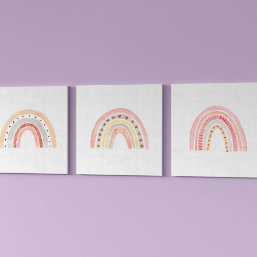 Set de 3 Cuadros Decorativos con linda temática de Arcoiris