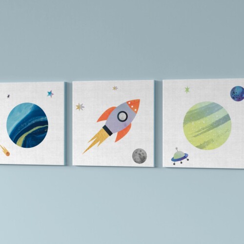 Set de 3 Cuadros Decorativos con increíble tema del Espacio