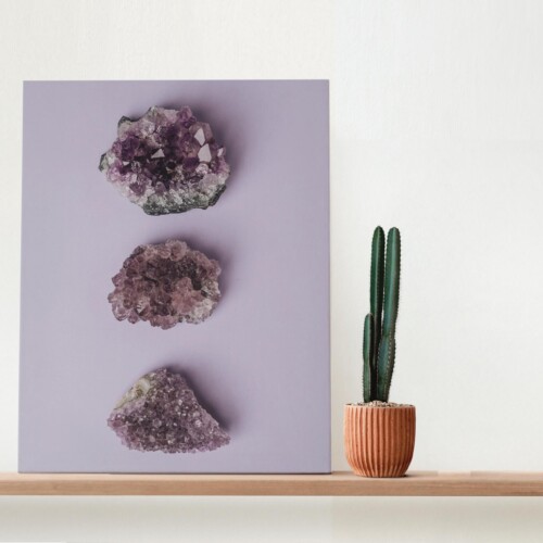 Cuadro Decorativo impreso en lienzo con Geoda y cuarzo color morado